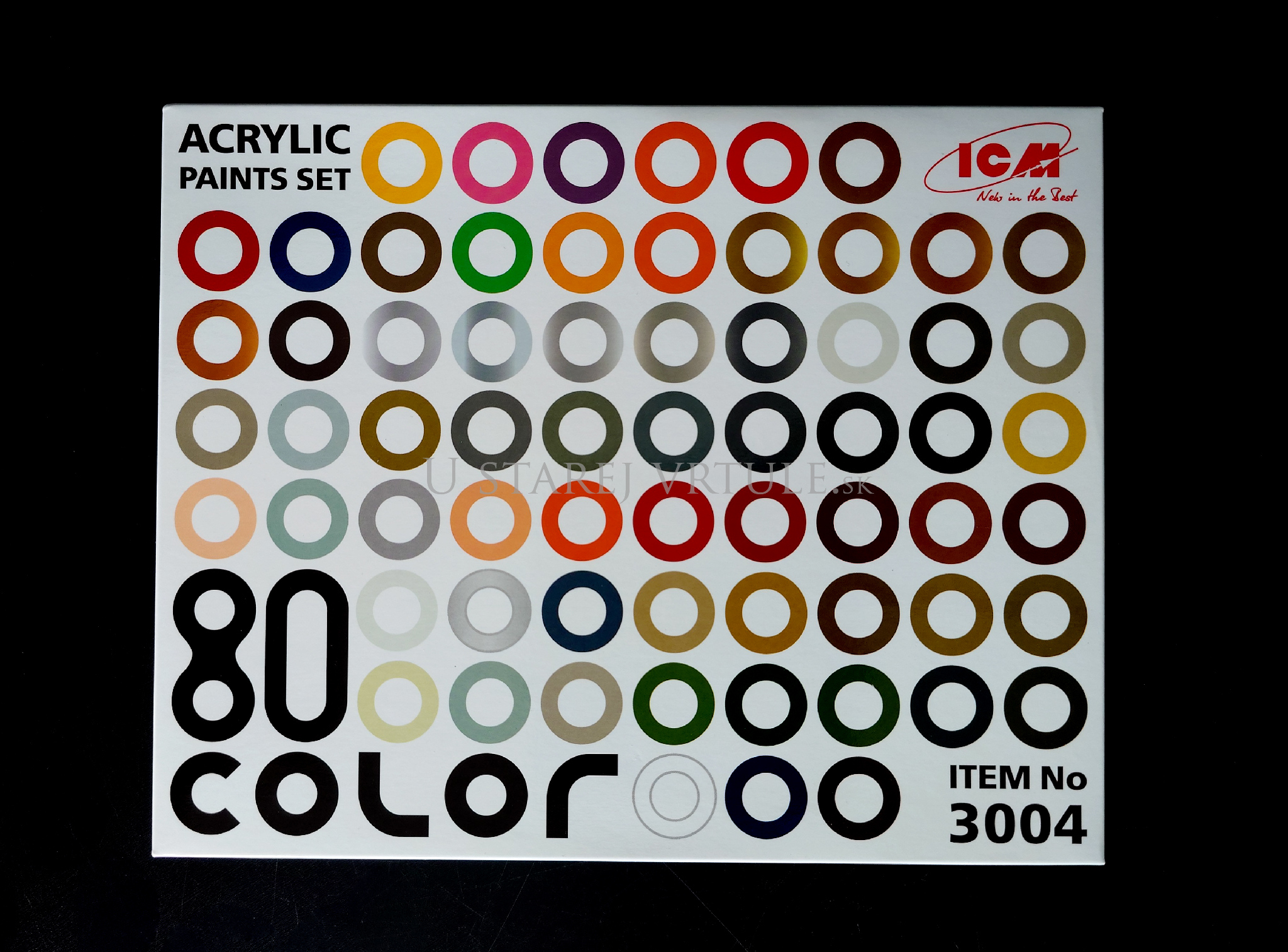 ICM 80 pcs (77 color + 3 varnishes) - acrylic paint set 80 bottles х 12 ml
