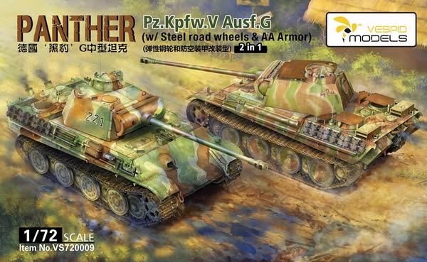 Panther Pz.Kpfw.V Ausf.G (w/ Steel road wheels & AA Armor) 1/72