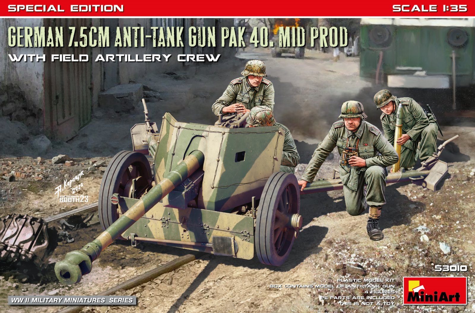 German 7.5cm Anti-Tank Gun PaK 40. Mid Prod w/ Artillery Crew Special Edition 1/35 - rozbalený