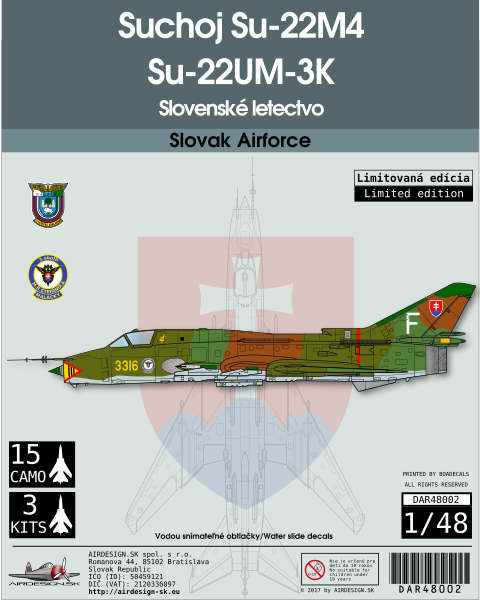 Sukhoi SU-22M4 SU-22UM3-K Slovenské letectvo REPRINT 1/48